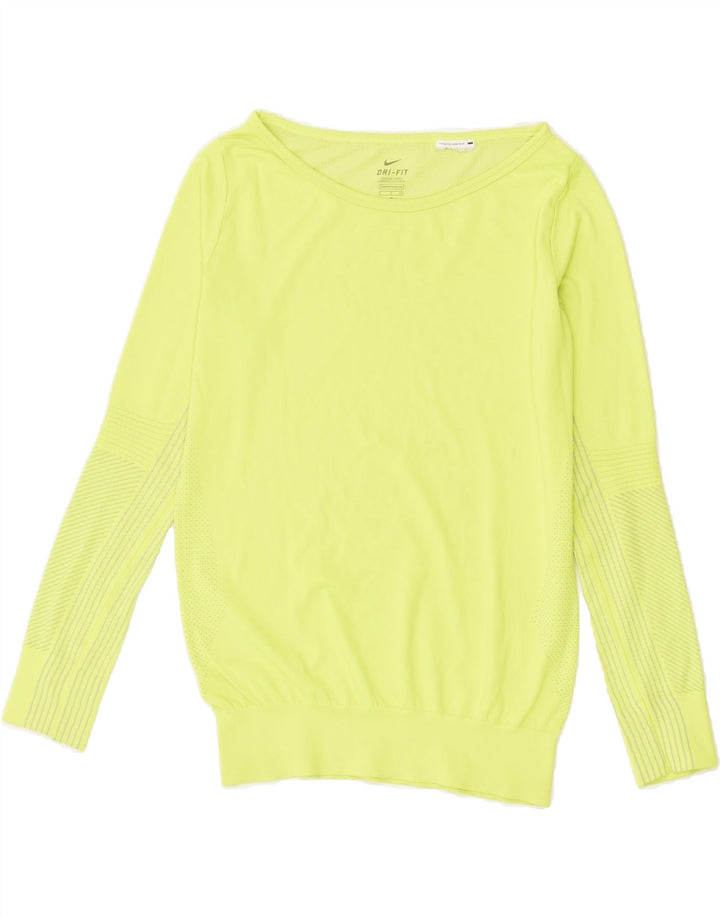 NIKE Haut Dri Fit à manches longues pour femme UK 10 Petit Vert Polyester