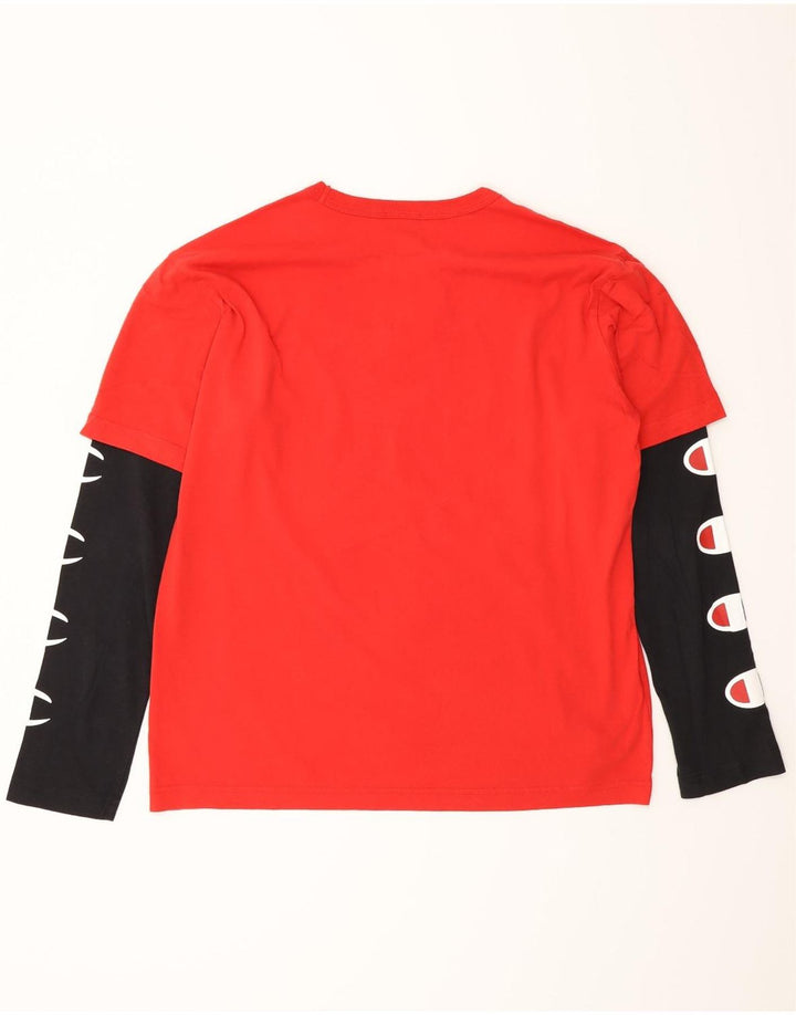 Champion Haut graphique à manches longues pour homme, petit, rouge, colour block