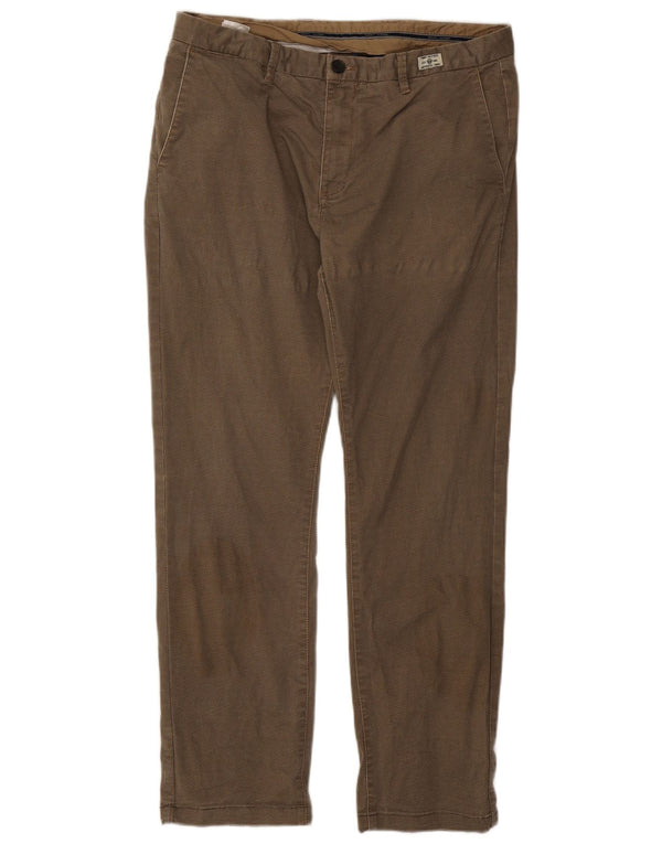 TOMMY HILFIGER Pantalon Chino Droit Homme W34 L29 Marron Coton Taché