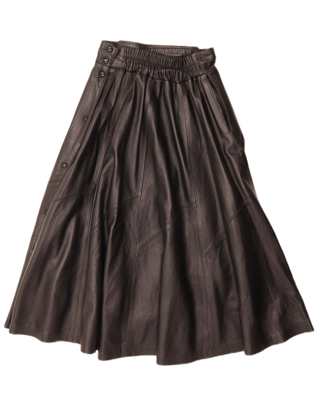 jupe évasée en cuir femme vintage Medium W28 Noir