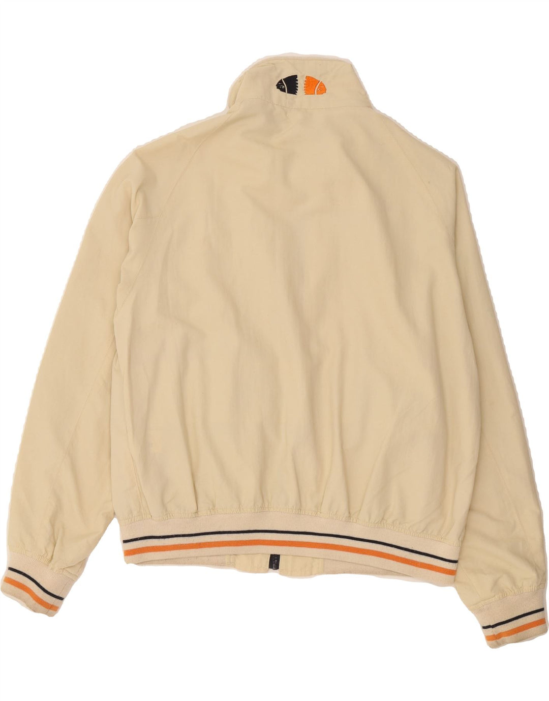 AMERICANINO Mens Graphic Bomber Jacket UK 38 Medium Beige Nylon Vintage Americanino and Second-Hand Americanino from Messina Hembry 