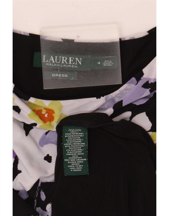 Ralph Lauren Robe fourreau pour femme US 4 Petit polyester floral noir