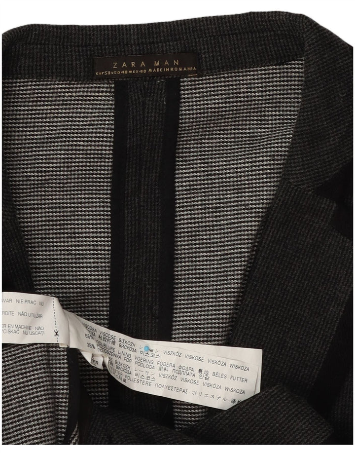 Zara Veste Blazer 1 Bouton Homme EU 50 Gris Moyen Viscose