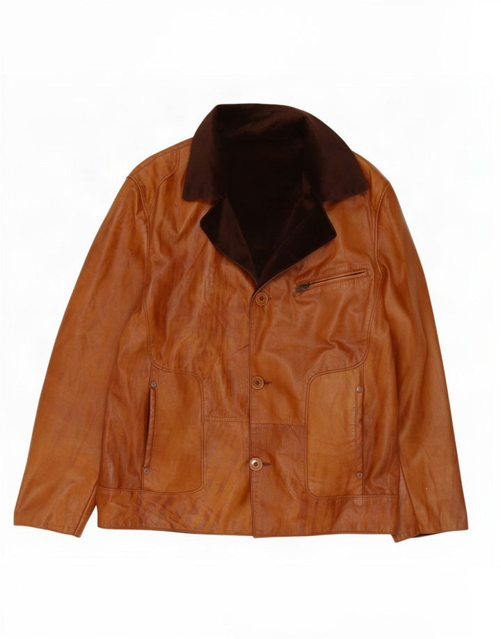 veste réversible en cuir homme vintage IT 52 Large Brown
