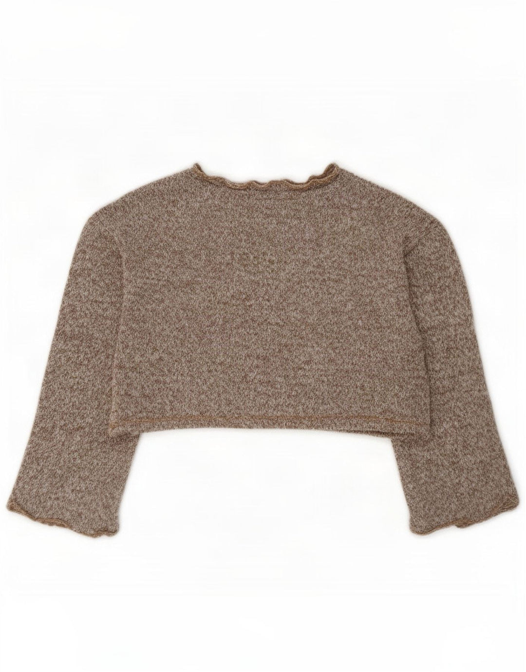 Zara Femme Crop Oversize Top Manches Longues UK 10 Petit Marron Polyester