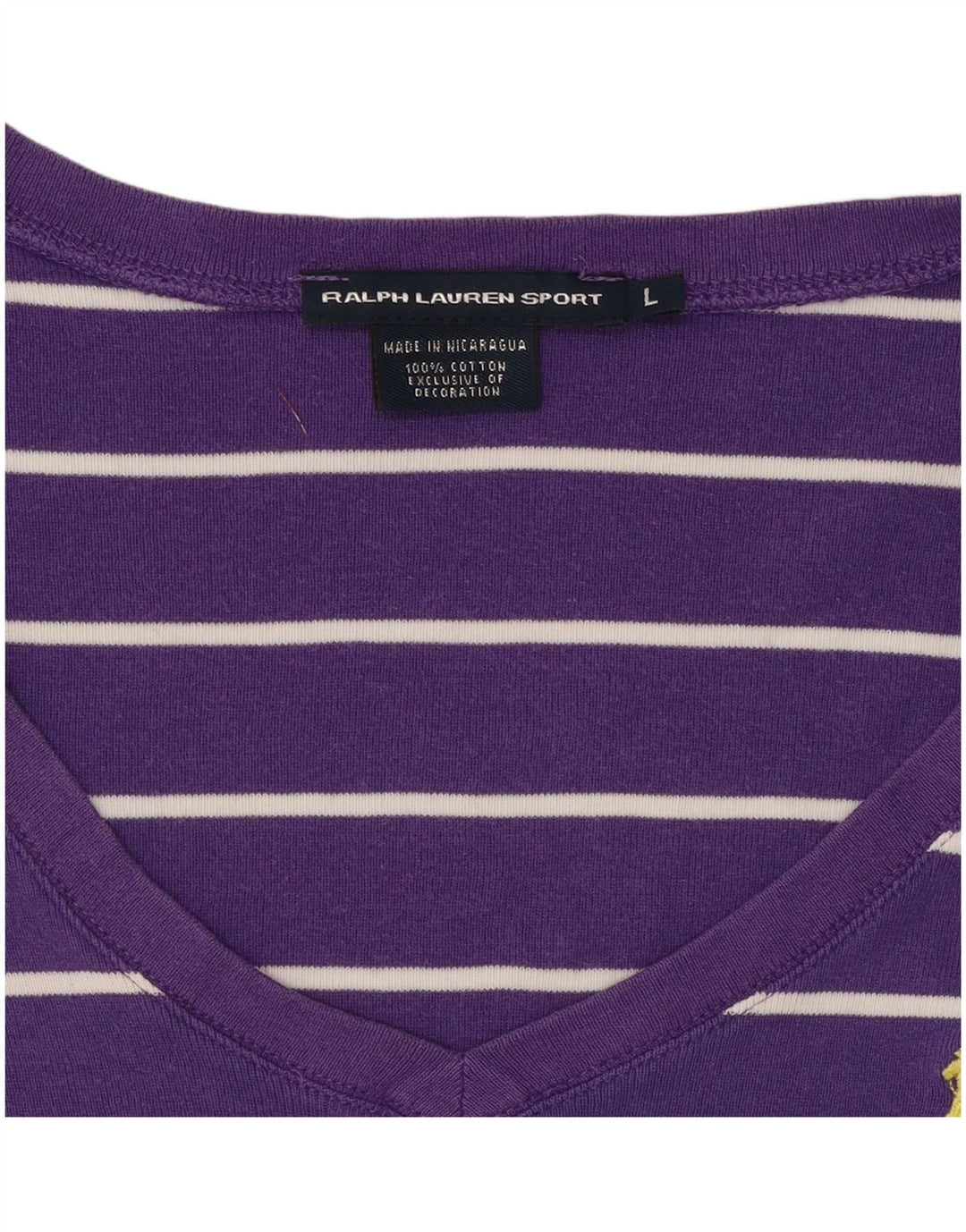 RALPH LAUREN T-Shirt Femme Top UK 14 Grand Coton Rayé Violet