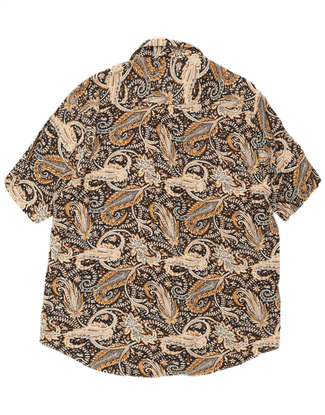 vintage Chemise à manches courtes pour hommes Grand Paisley Noir