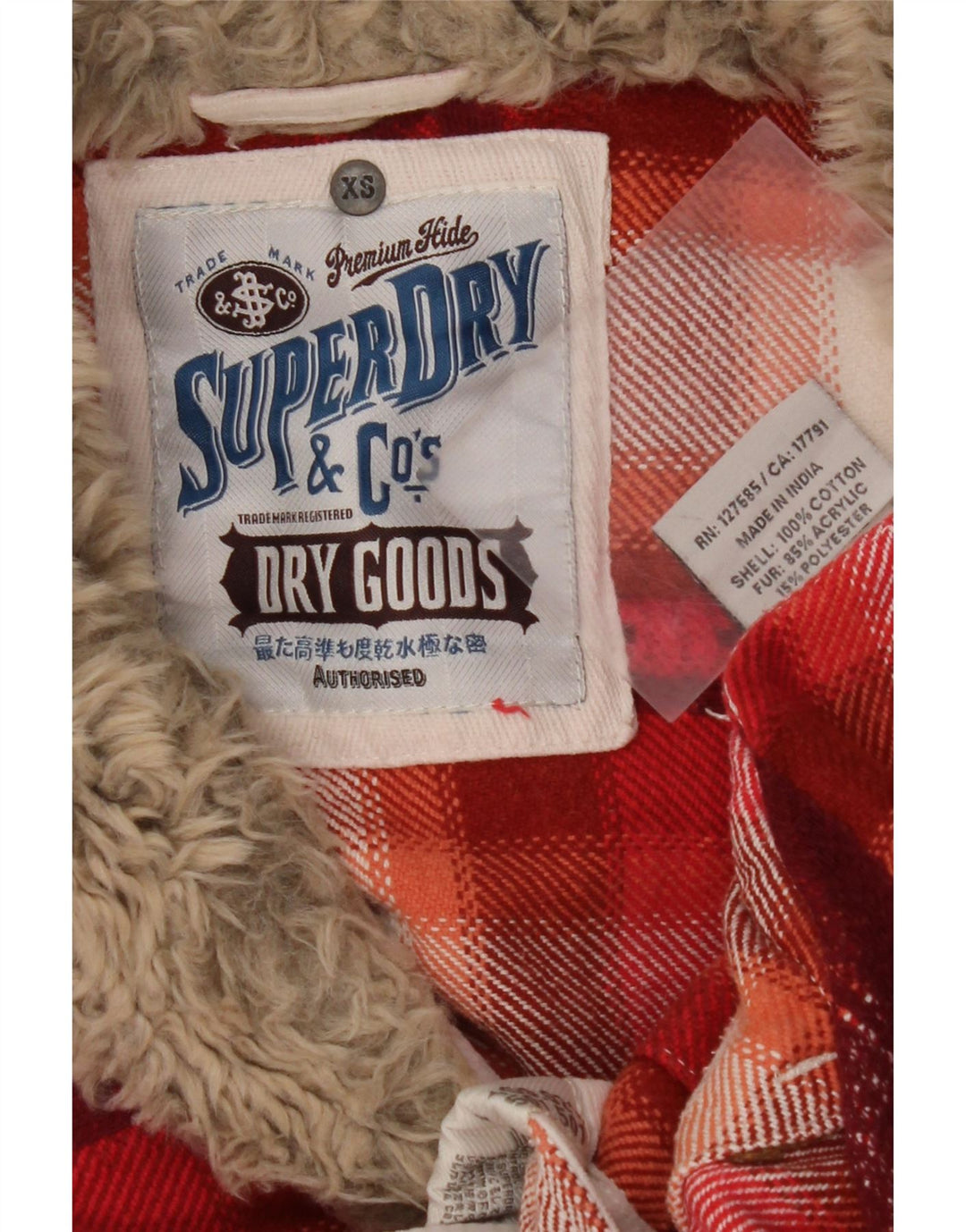 SUPERDRY Chemise en flanelle pour femme UK 6 XS Rouge à carreaux en coton