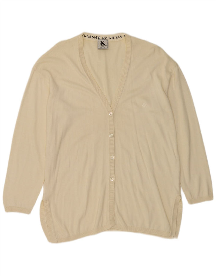 Krizia Cardigan surdimensionné pour femme UK 18 XL en coton blanc cassé