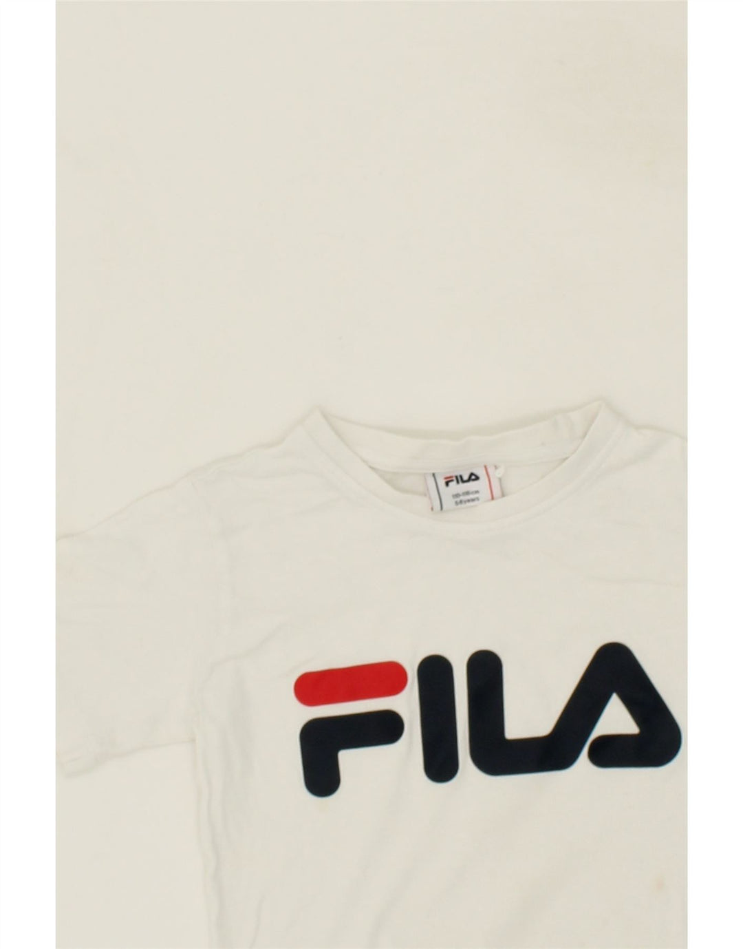 FILA Boys Graphic T-Shirt Top 5-6 Years White Cotton Vintage Fila and Second-Hand Fila from Messina Hembry 