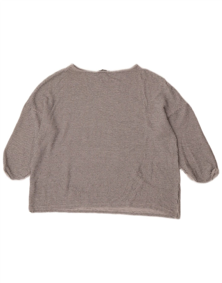 Zara Chemisier surdimensionné à manches 3/4 pour femme UK 14 Gris moyen rayé