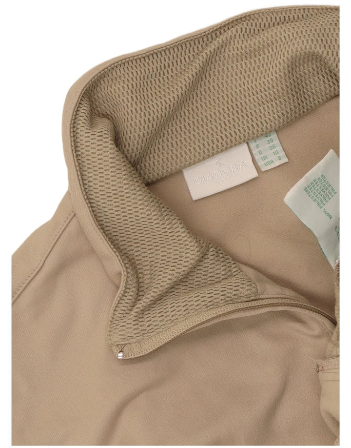 Diadora Veste de survêtement surdimensionnée pour femme UK 10 Small Beige Colourblock