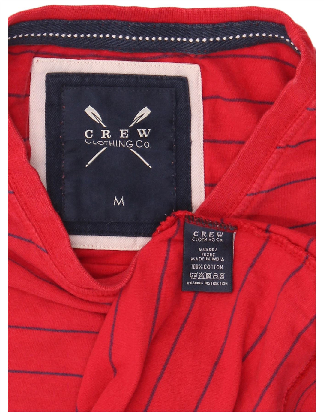 Crew Clothing T-Shirt Homme Coton Rayé Rouge Moyen
