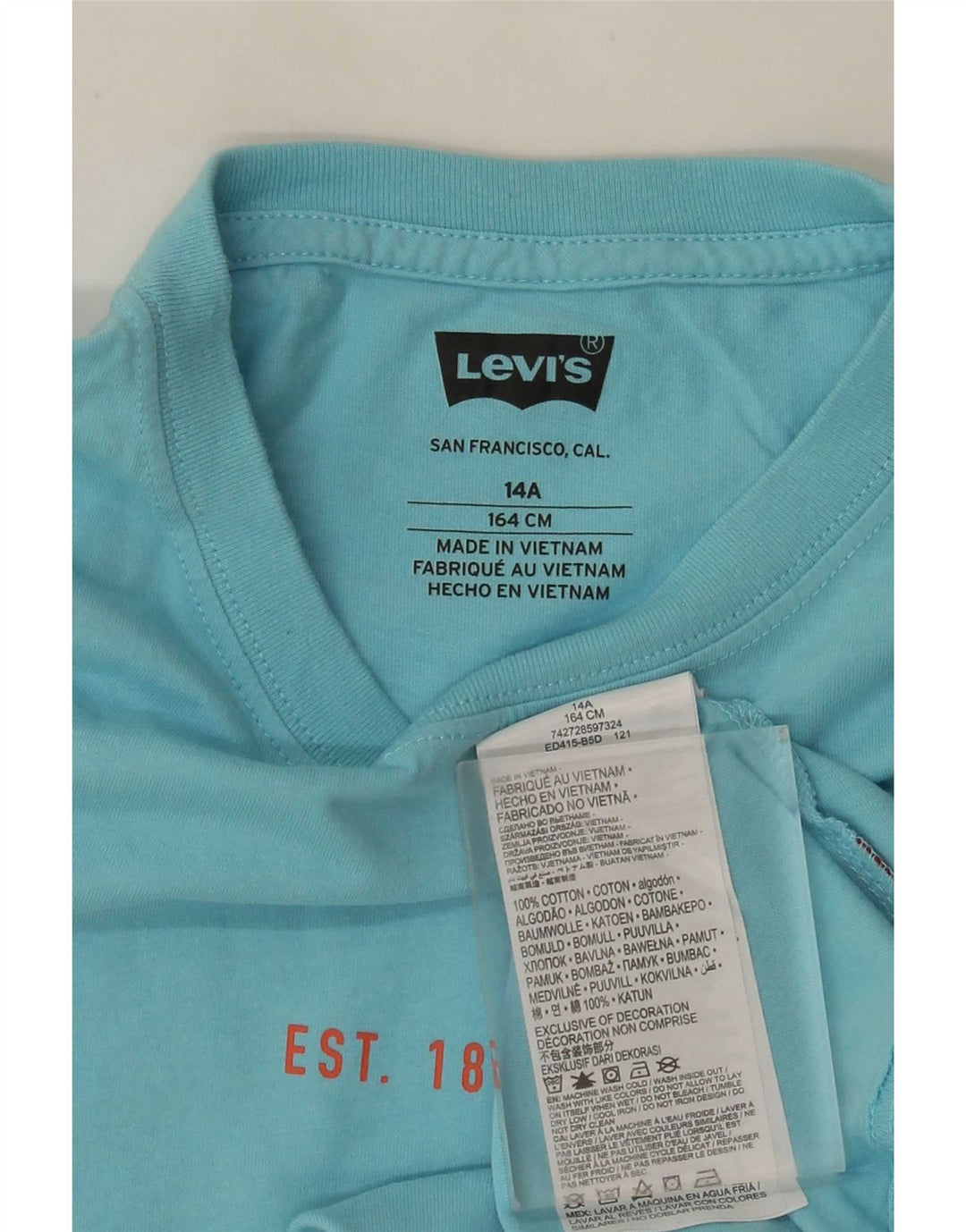 Levi's T-Shirt Graphique Garçon 13-14 ans Bleu Coton