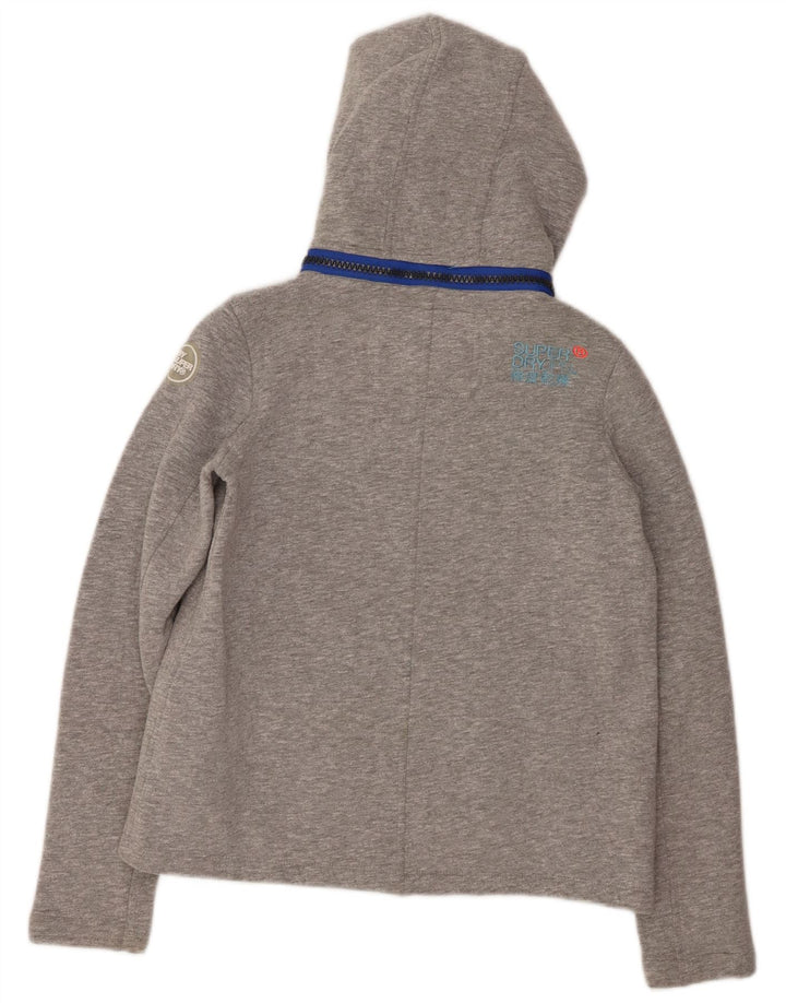 SUPERDRY Pull à capuche zippé pour femme UK 10 Petit Gris Polyester