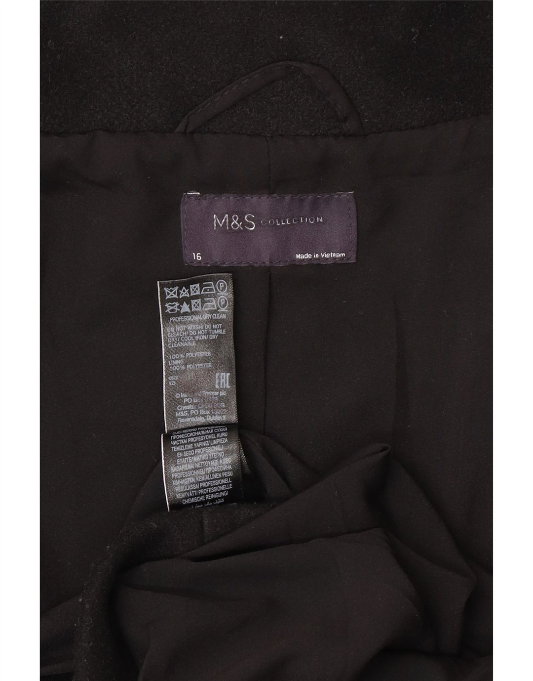 Marks & Spencer Manteau pour femme UK 16 Large Noir Polyester