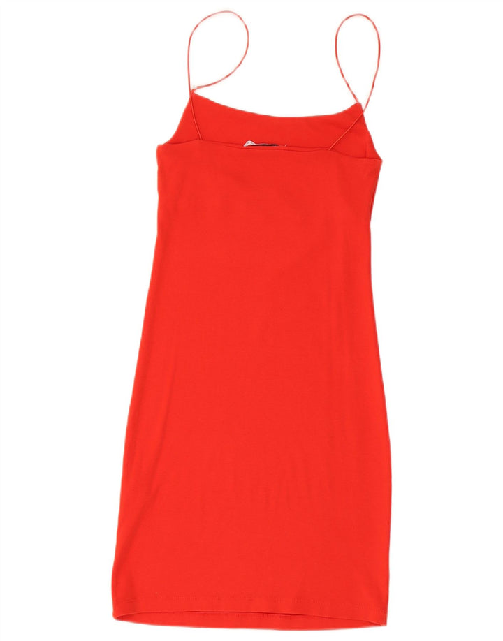 Zara Robe Slip Femme UK 12 Coton Rouge Moyen