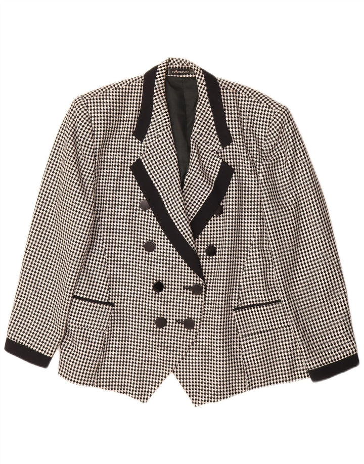 Hardob Veste blazer double boutonnage pour femme UK 20 2XL Pied-de-poule noir