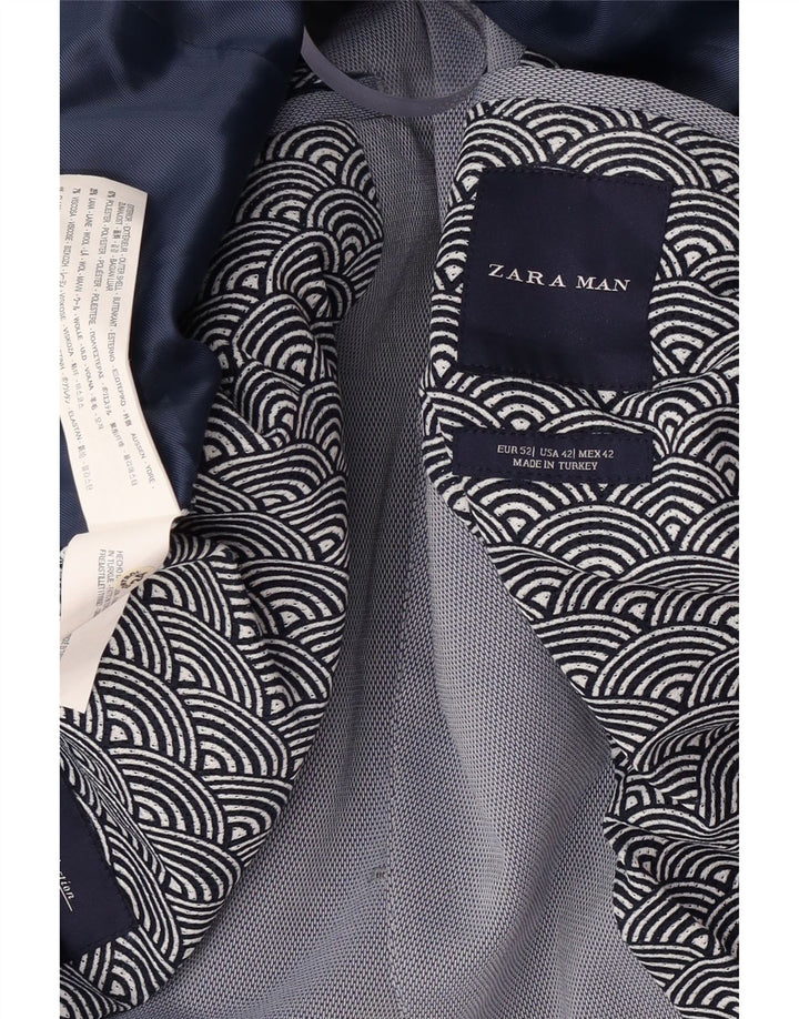 Zara Veste Blazer 2 Boutons Homme EU 52 Grand Bleu Polyester
