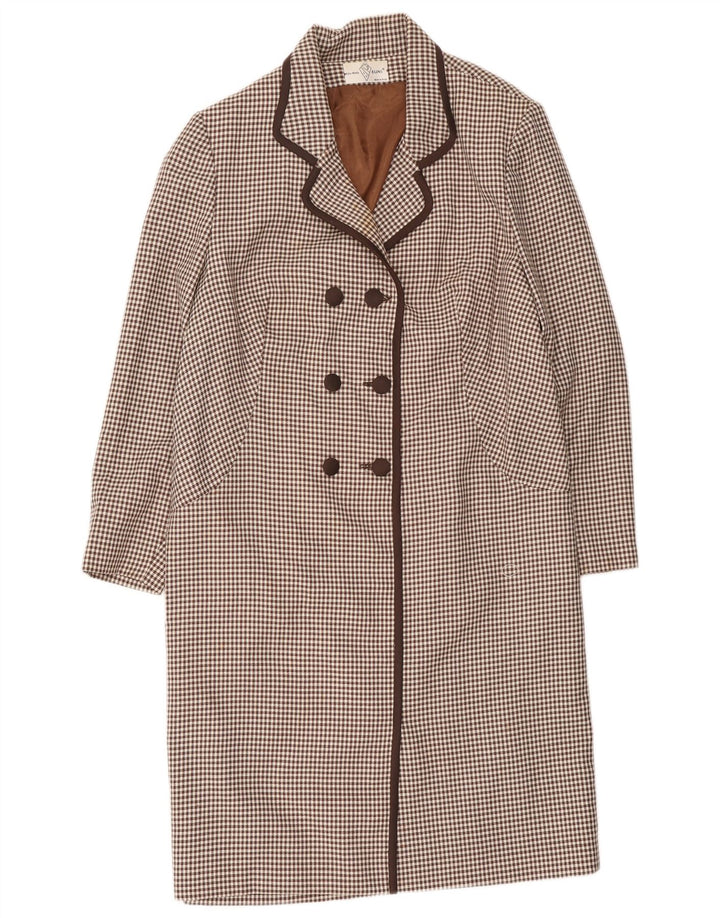 Alta Moda Manteau croisé pour femme UK 8 Petit pied-de-poule marron