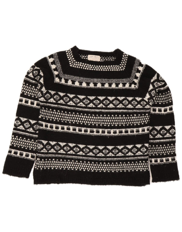 Zara Pull à col bateau pour fille 11-12 ans Noir Fair Isle