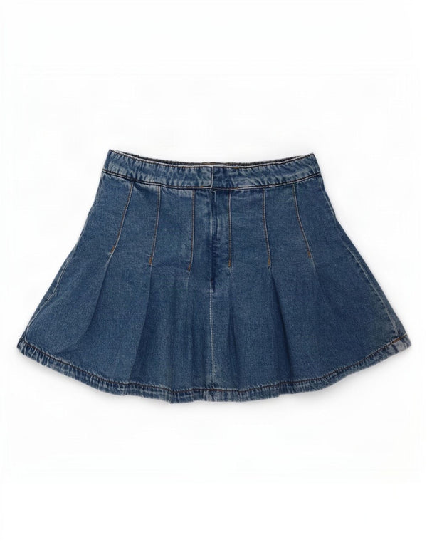 Marks & Spencer Jupe plissée en jean fille 10-11 ans W24 Bleu Coton
