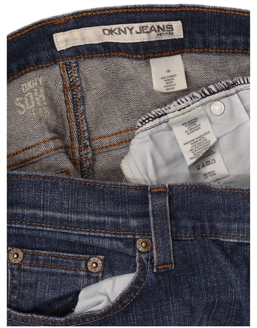 DKNY Jean bootcut pour femme Petites US 10 Large W30 L26 Bleu Coton