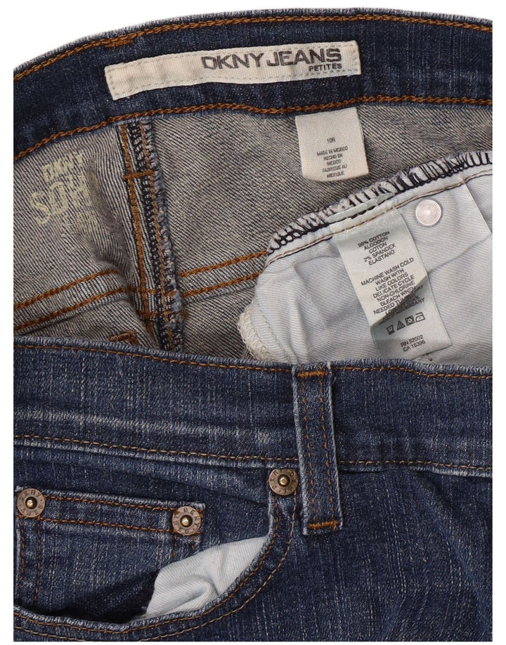 DKNY Jean bootcut pour femme Petites US 10 Large W30 L26 Bleu Coton
