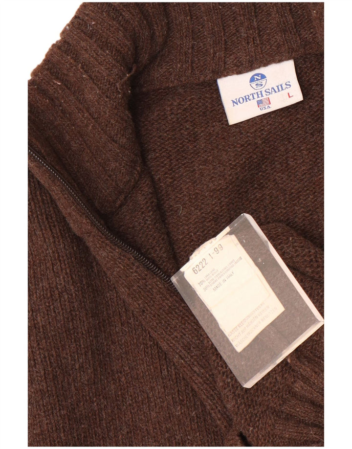 North Sails Pull à col zippé pour homme en laine marron