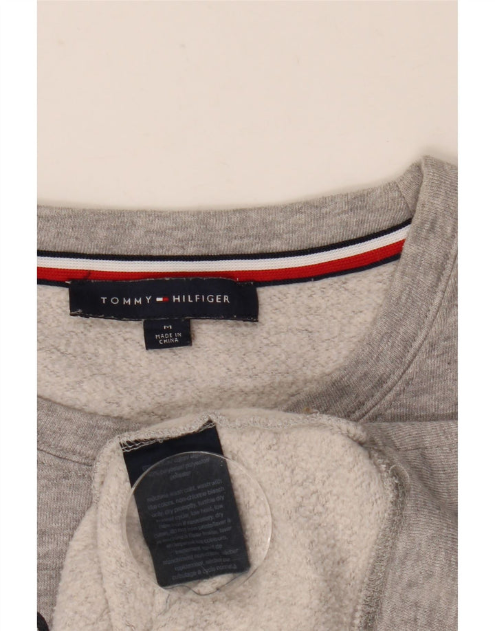 Tommy Hilfiger Sweat-shirt graphique pour femme UK 14 Gris moyen moucheté