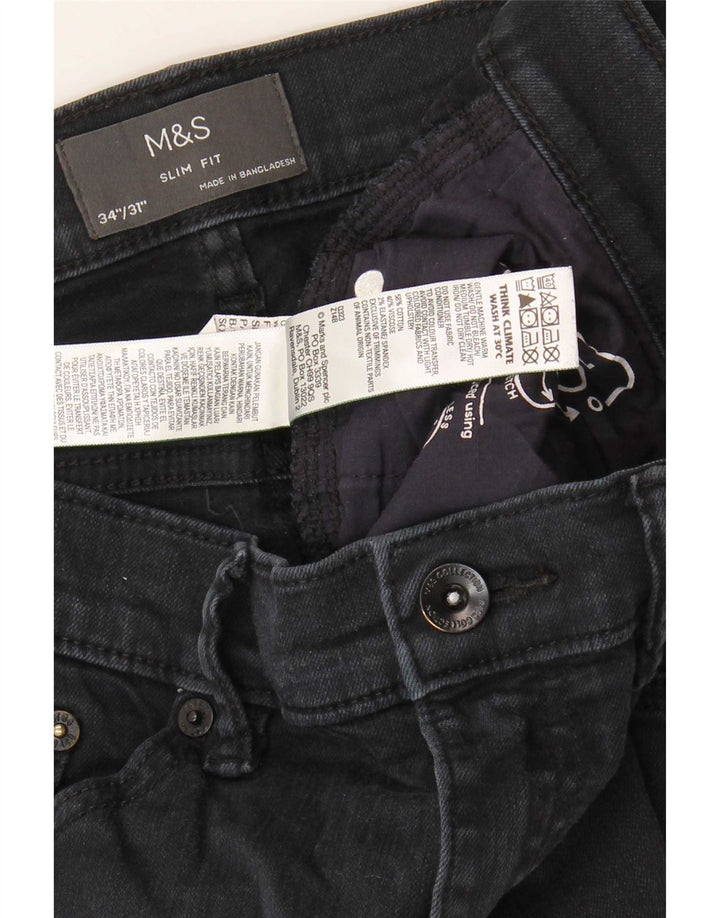 Marks & Spencer Jean Slim Homme W34 L31 Coton Noir