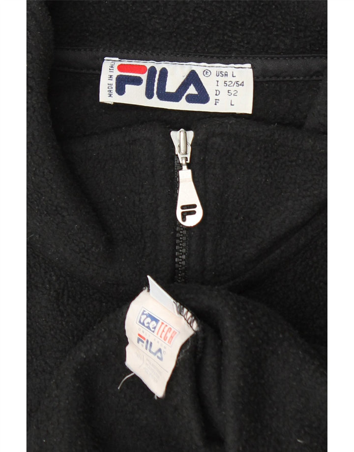 Fila Pull polaire à col zippé pour homme IT 52/54 Large Noir Polyester