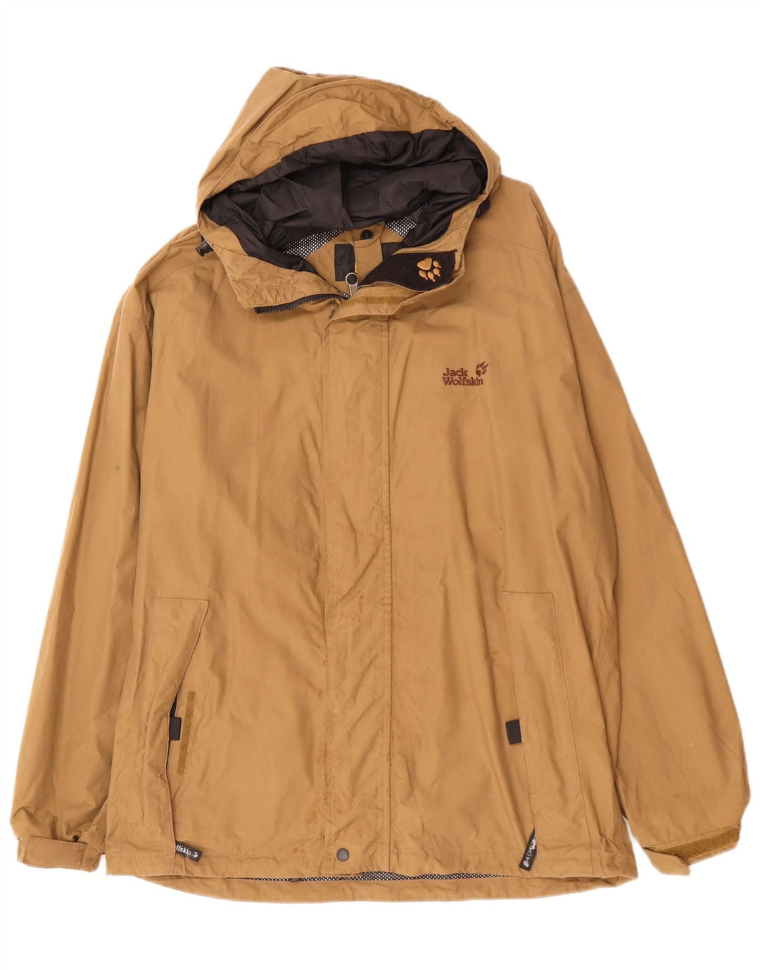 Jack Wolfskin Veste de pluie à capuche pour homme UK 40/42 Large Beige Polyamide