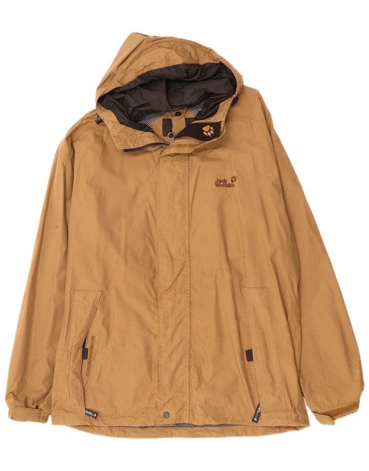 Jack Wolfskin Veste de pluie à capuche pour homme UK 40/42 Large Beige Polyamide