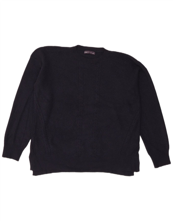 Marks & Spencer Pull à col rond pour homme en viscose bleu marine Taille L