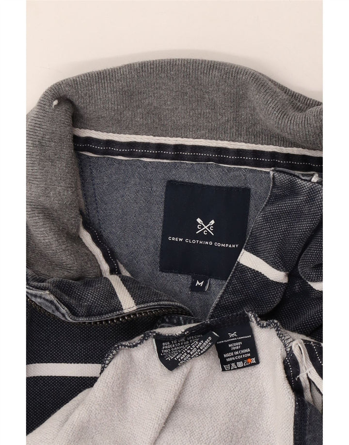 CREW CLOTHING Sweat-Shirt Col Zippé Homme Rayé Bleu Marine Moyen