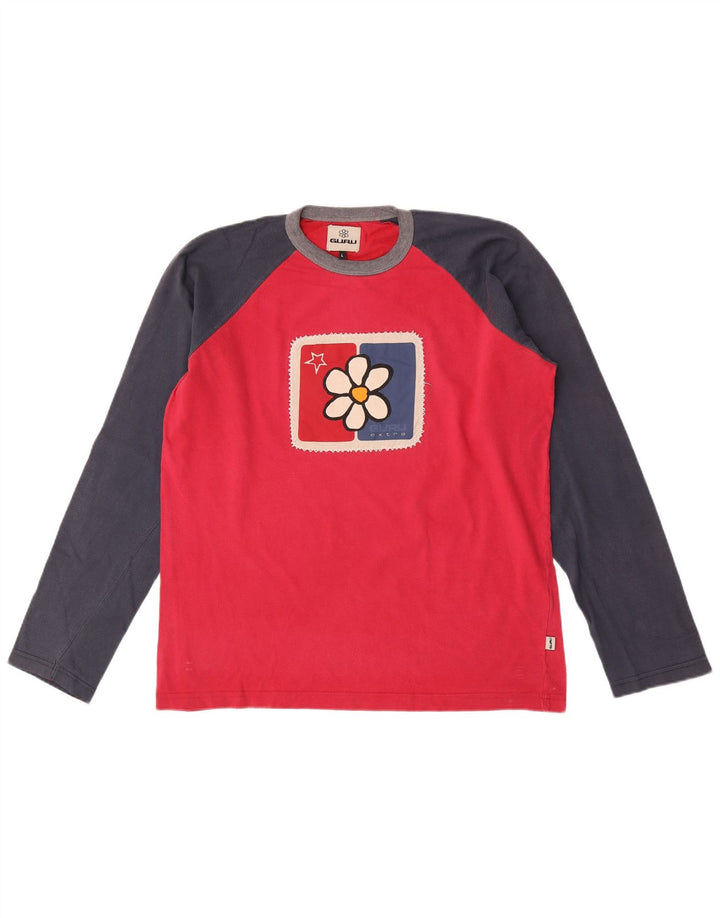Guru Haut graphique à manches longues pour hommes, grand color block rose