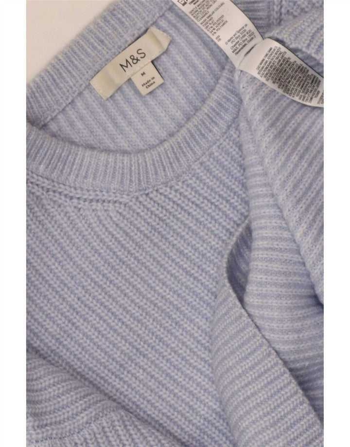Marks & Spencer Pull à col rond pour femme UK 14 Bleu moyen Polyester