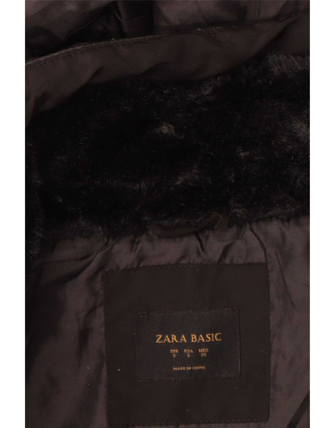 Zara Veste matelassée à capuche pour femme UK 10 Small Noir