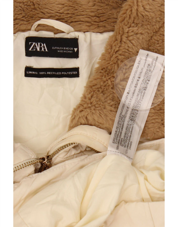 Zara Veste matelassée surdimensionnée pour femme UK 10 Petit polyester blanc