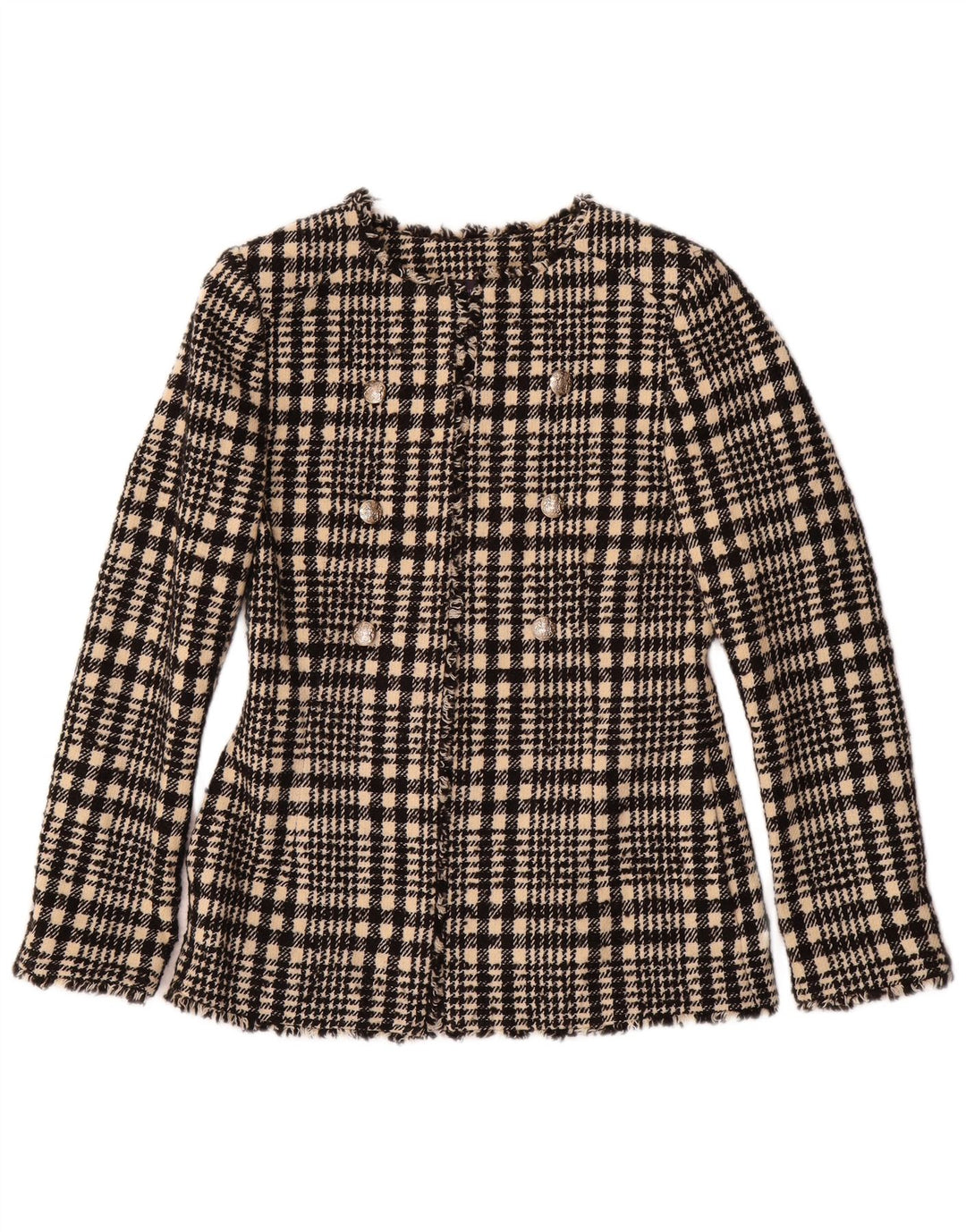 Marks & Spencer Veste Blazer Femme UK 6 XS Noir Plaid Polyester