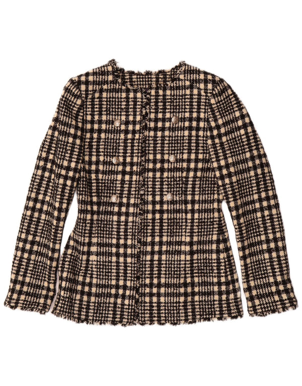 Marks & Spencer Veste Blazer Femme UK 6 XS Noir Plaid Polyester