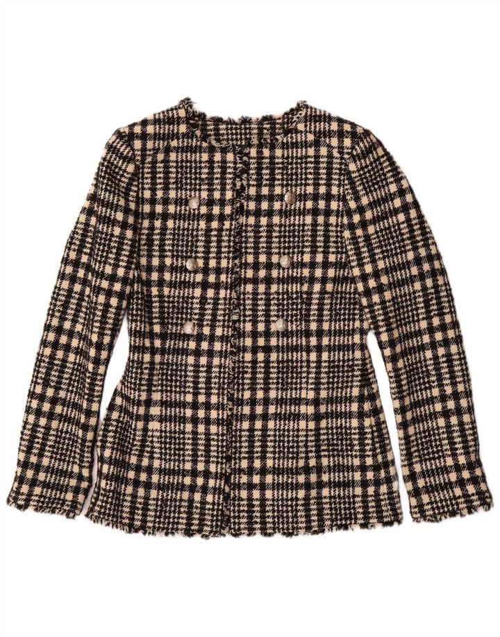 Marks & Spencer Veste Blazer Femme UK 6 XS Noir Plaid Polyester