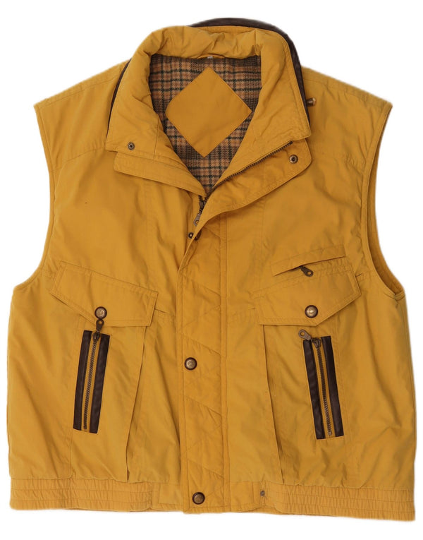 vintage Mens Utility Gilet UK 42 XL Jaune Polyester