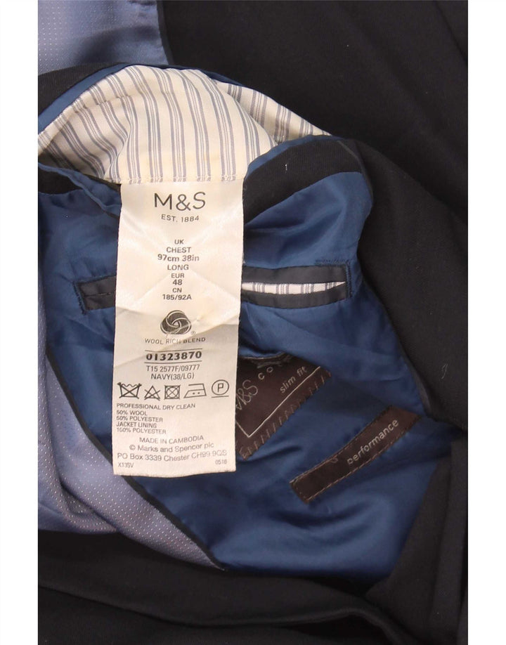 Marks & Spencer Veste blazer à 2 boutons pour homme UK 38 en laine bleu marine moyen