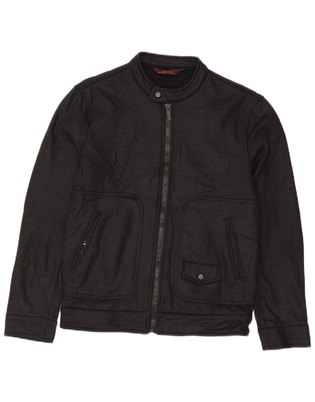 Zara Veste Bomber Homme UK 38 Medium Noir Polyester