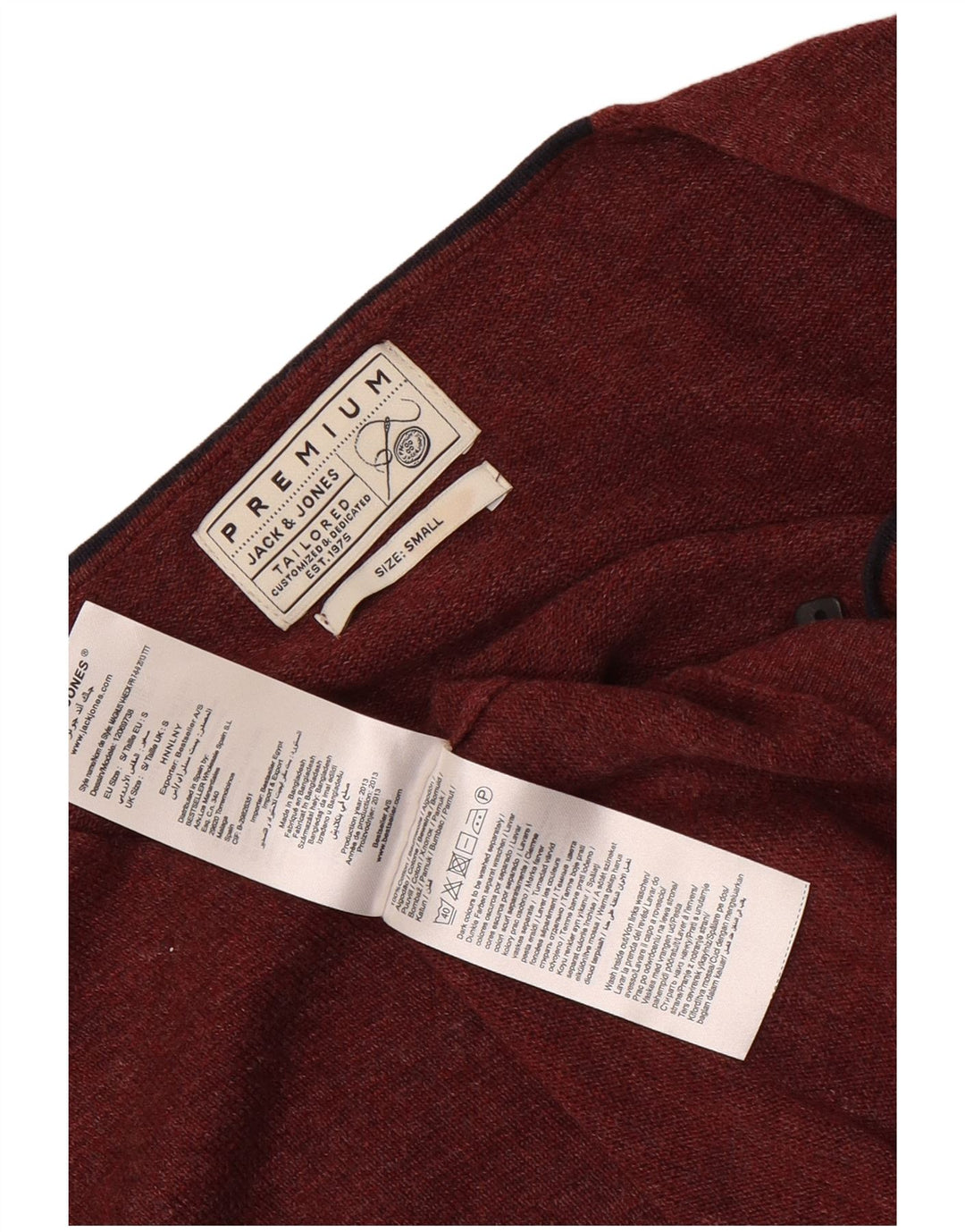 JACK & JONES Pull Col V Homme Petit Bordeaux Coton
