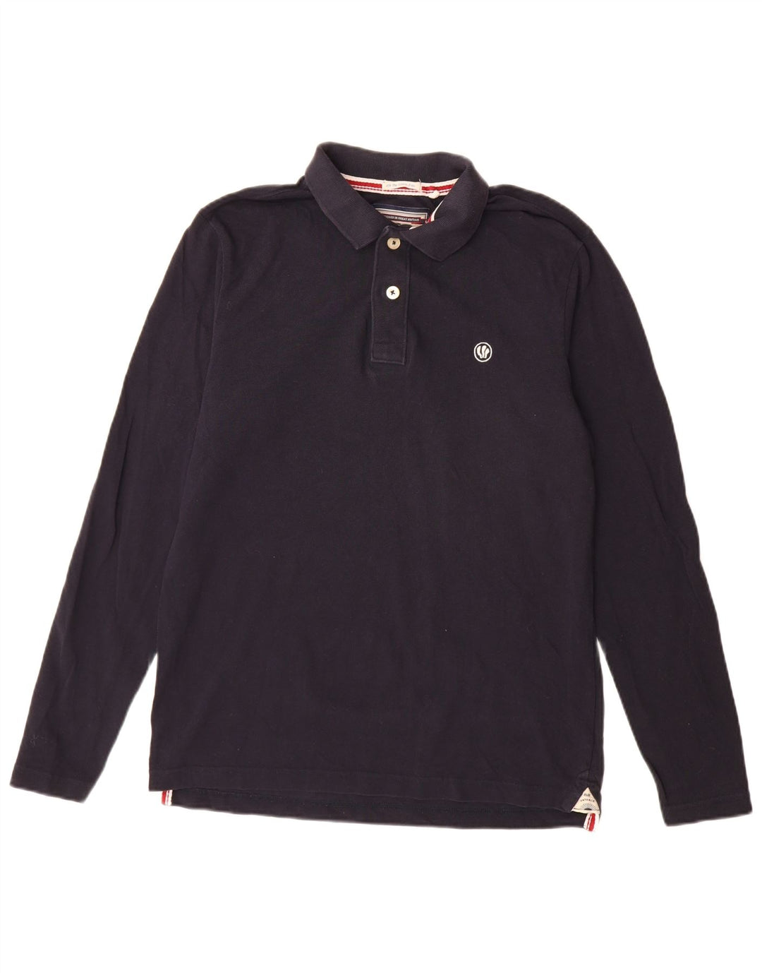 Fat Face Polo à Manches Longues Homme Bleu Marine Moyen Coton