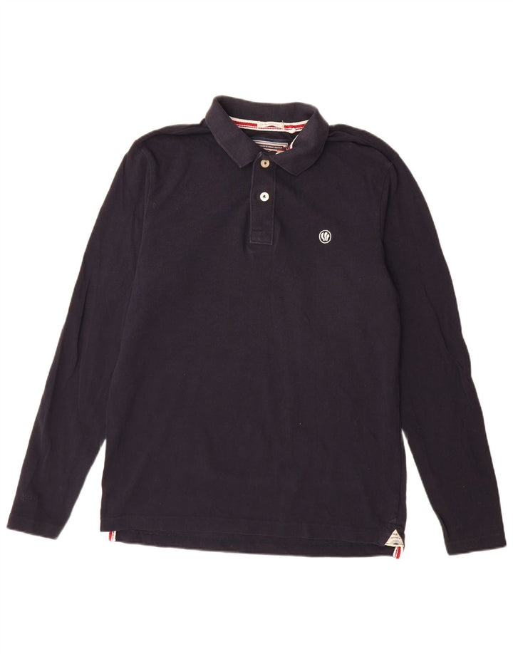 Fat Face Polo à Manches Longues Homme Bleu Marine Moyen Coton
