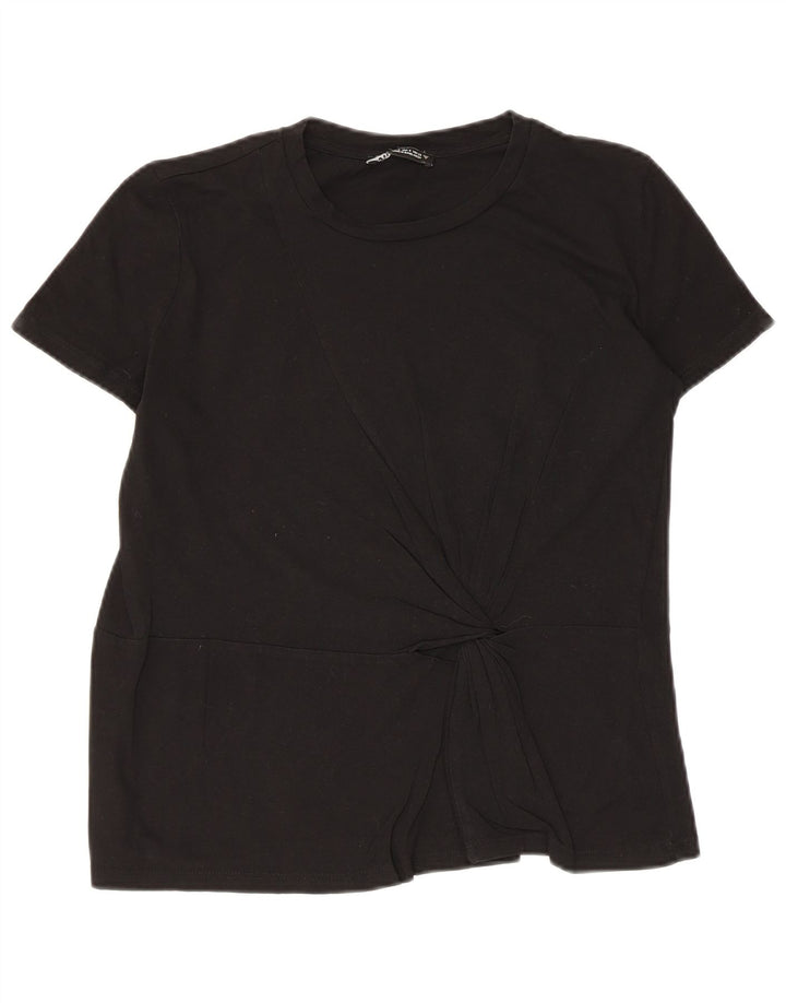 Zara Chemisier Femme Top UK 10 Petit Coton Noir